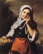 Bartolome Esteban Murillo Rural girls and flower basket oil painting